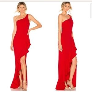 Revolve Marielle Scarlet One Shoulder Gown